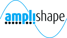 Amplishape Logo in Electric Blue und Graphit